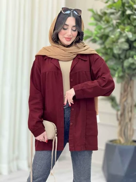مانتو کتان پیله دار جیب پایین