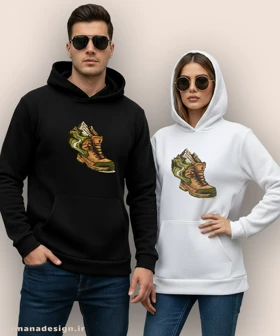 هودی مردانه و زنانه طرح کمپ و جنگل نوردی کد 1065