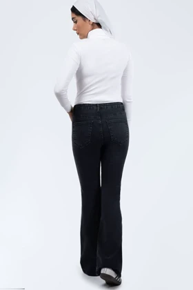 شلوار بوت کات ذغالی تیره