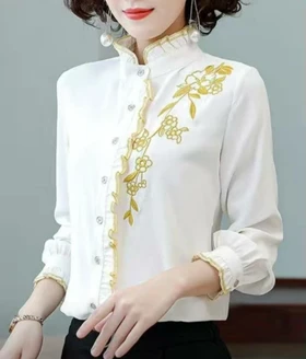 شومیز کتان گلدوزی