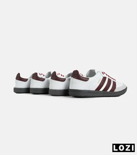 کفش کتانی مردانه و زنانه سفید زرشکی ADIDAS Samba