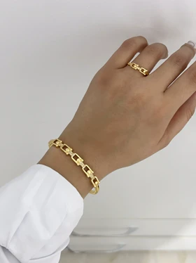 ست دستبند و انگشتر طرح طلا زنانه947