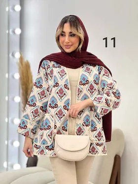 مانتو طرح دار نوار دوزی دو جیب