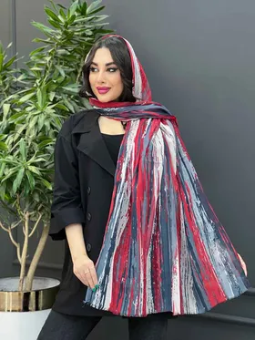 شال حریرنخ آبرنگی خطی