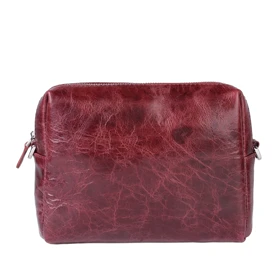 کیف دوشی چرم زرشکی ادری زنانه