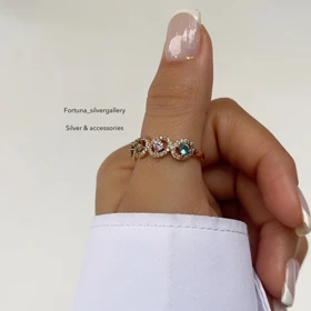 انگشتر جواهری نگینی چهاررنگ
