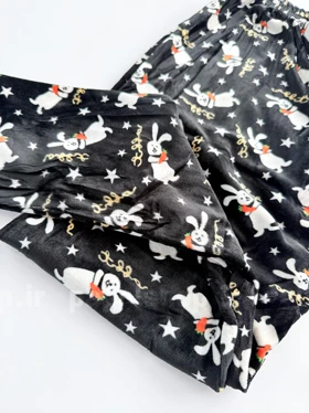 شلوار مخمل استیکردار خرگوش و ستاره