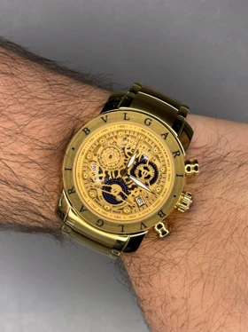 ساعت مچی بولگاری کورنوگراف بند طلایی صفحه طلایی Bvlgari