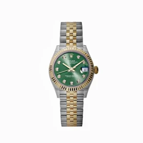 ساعت رولکس دیت جاست زنانه دورنگ طلایی صفحه سبز ایندکس نگین Rolex Datejust silver gold