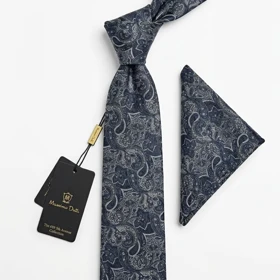 کراوات و پوشت دستدوز طرح گل و جقه ریز برند Massimo Dutti