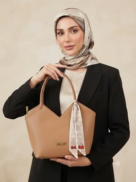 کیف زنانه دوشی لوزی شالدار کد 20084 گالری روژانو قسطی (عسلی)