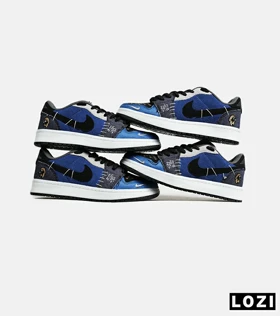 کفش کتانی مردانه و زنانه آبی مشکی طوسی NIKE jordan Vodoo مدل 6749