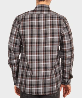 پیراهن مردانه پشمی چهارخانه طوسی 0166