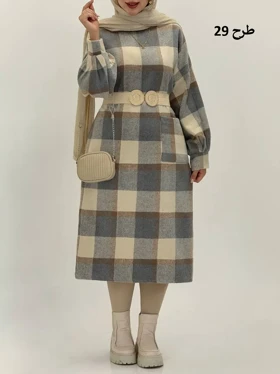 3593-کفتان چهارخونه پشمی