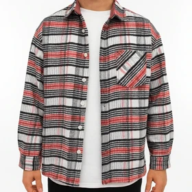 پیراهن پشمی تک جیب باکسی، گرم بالا بسیار گرم و لطیف مناسب زمستان 1404