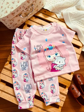 تیشرت شلوار بچگانه دختر و پیشی