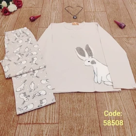 بلوز شلوار نخپنبه سیاه اینجه طرح خرگوشک 3