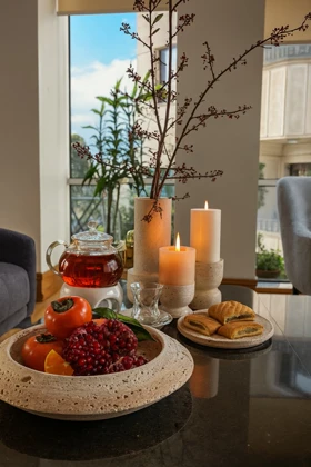 ظرف سفینه تراورتن کرم قطر 34 سانتی