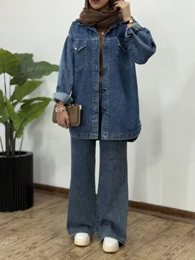 مانتو جین پاییزه گلدوزی