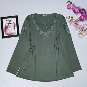 شومیز گیپوردار مدل مهگل کد 50272 (سبز پاستلی)