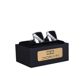 دکمه سرآستین مشکی سیلور نگین‌دار 1525