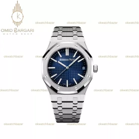 ساعت مچی اودمار پیگه اتوماتیک صفحه سرمه ای بند سیلور Audemars Piguet