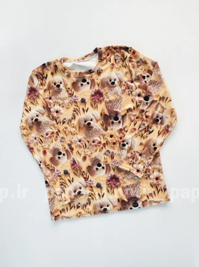 ست بلوز و شلوار مخمل طرح سگ و گل