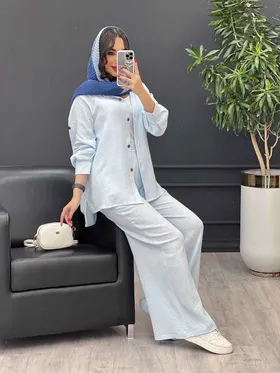 ست مانتو و شلوار جلو دکمه