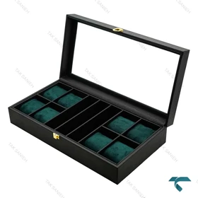 باکس چرمی چندتایی ساعت و عینک مشکی سبز Watches-Box-8-7817-U