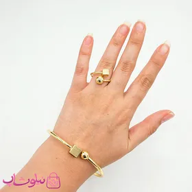 ست دستبند و انگشتر زنانه تیفانی مدل طلایی