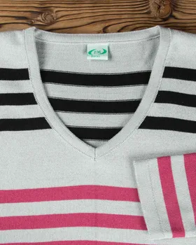 بلوز بافت راه راه زنانه یقه هفت