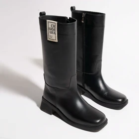 بوت چرم زنانه مشکی مدل sylvie