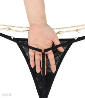 شورت فانتزی زنانه مدل کمر زنجیری مروارید دار