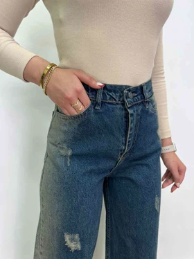 شلوار واید بگ بغل سایه گازوئیلی پارچه ترک کمرساده