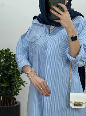 مانتو جلو دکمه راه راه آسلی