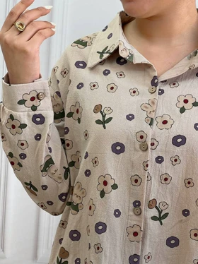 شومیز مانتویی کنف گل کد 3571