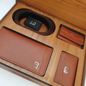ست کادویی مردانه کیف و کمربند و جا کارتی و جا کلیدی شیک و رسمی