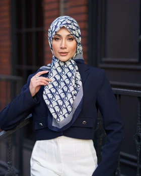 روسری نخی قواره 90 30195 (سرمه ای)