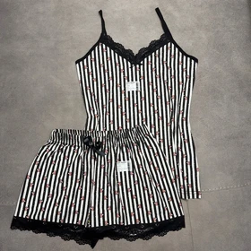 ست تاپ و شورتک دانتل دار اکلیلی خرگوش