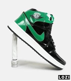 کفش کتانی ساق‌دار مردانه و زنانه مشکی سبز NIKE jordan 1