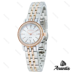 ساعت الکسا A2006 دورنگ رزگلد صفحه سفید دورنگین w-10100