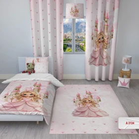 پرده پانچی اتاق کودک برند مینوریا کیدز طرح دخترانه کد p-340