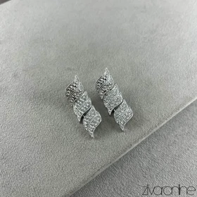 گوشواره زنانه مدل برگ تمام نگین 20410