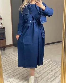 ست سارافن و کت جین