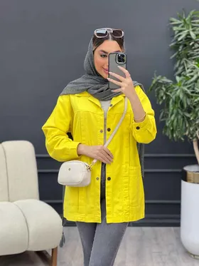 مانتو کتان دو جیب پیله دار