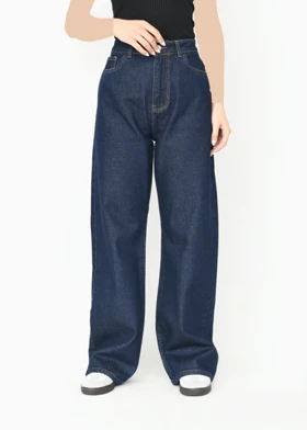 شلوار جین نیم بگ سرمه ای تیره