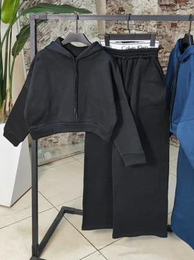 ست کراپ شلوار مدل گونش کد 40220 (مشکی)