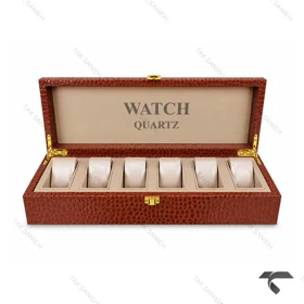 جعبه 6 تایی ساعت مچی چرم عسلی Watches-Box-6-10773-U