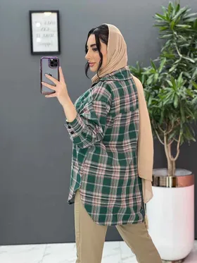 مانتو چهارخونه دو جیب