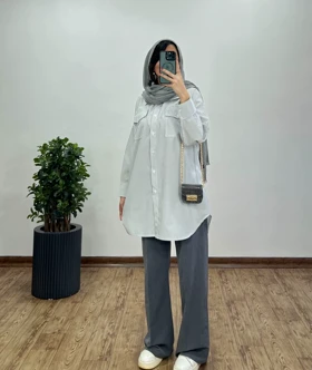 مانتو جلو دکمه راه راه آسلی